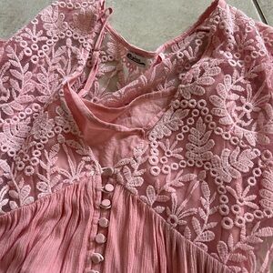 Pink Lace Blouse with Button Details